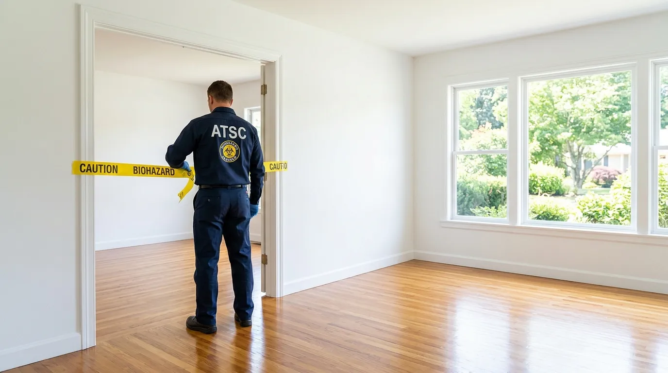 Certified biohazard cleanup crew performing Trauma Scene Cleanup in Carlstadt